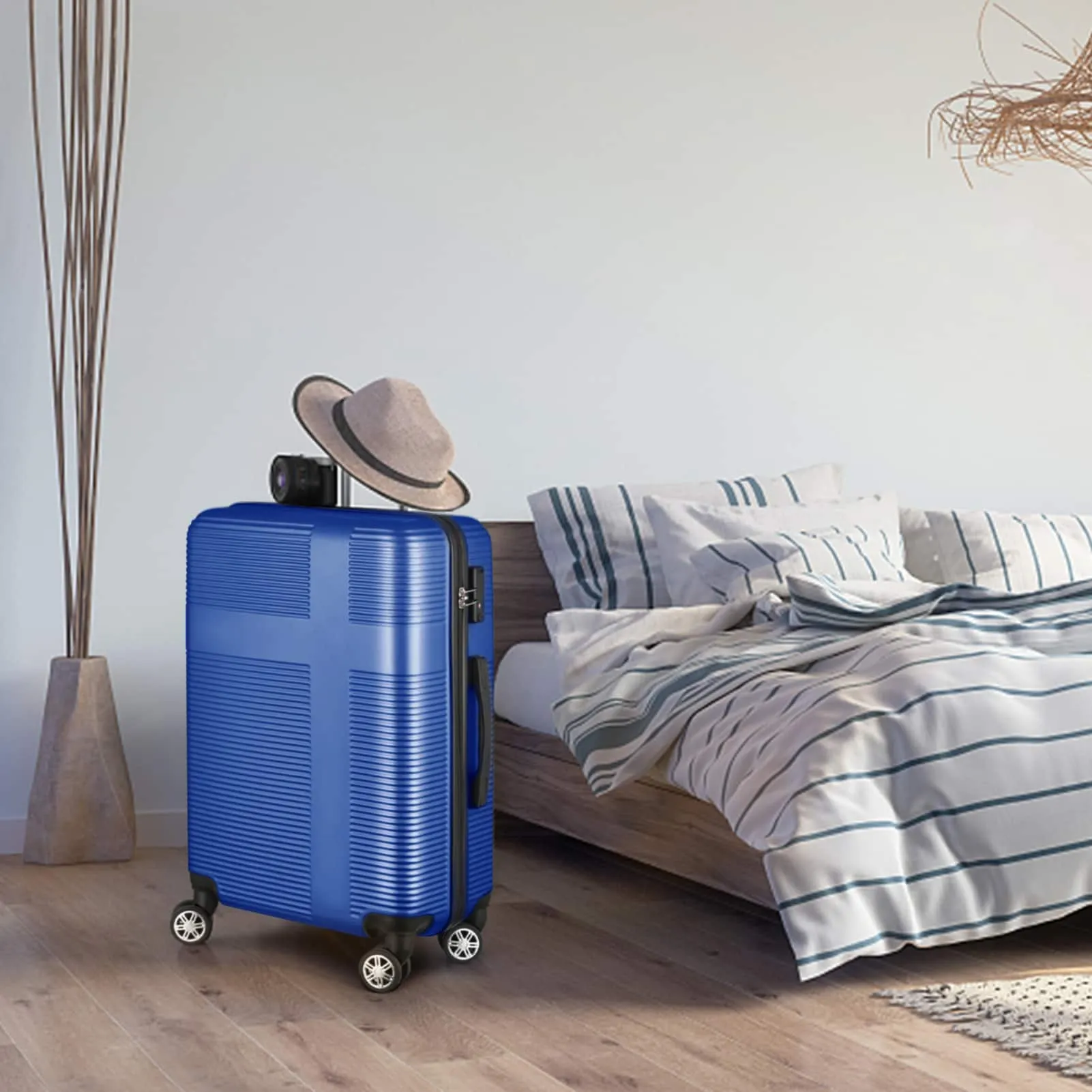 Luggage Sets Expandable ABS Suitcase Double Wheels TSA Lock, 3-Piece