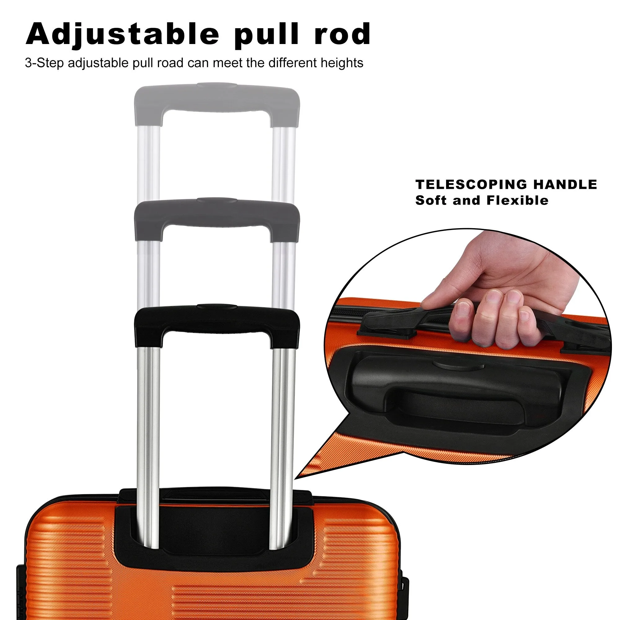 Luggage Sets Expandable ABS Suitcase Double Wheels TSA Lock, 3-Piece