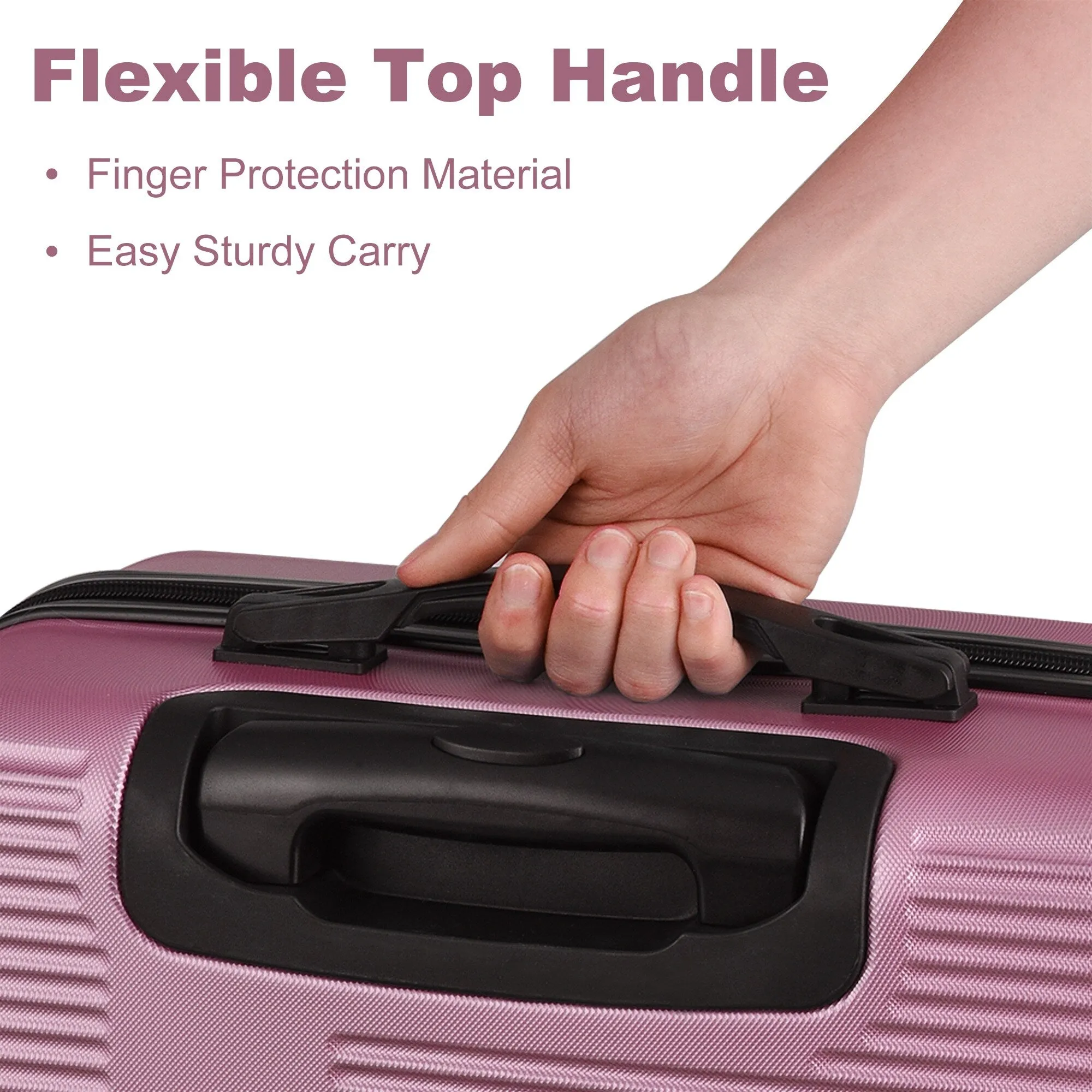 Luggage Sets Expandable ABS Suitcase Double Wheels TSA Lock, 3-Piece