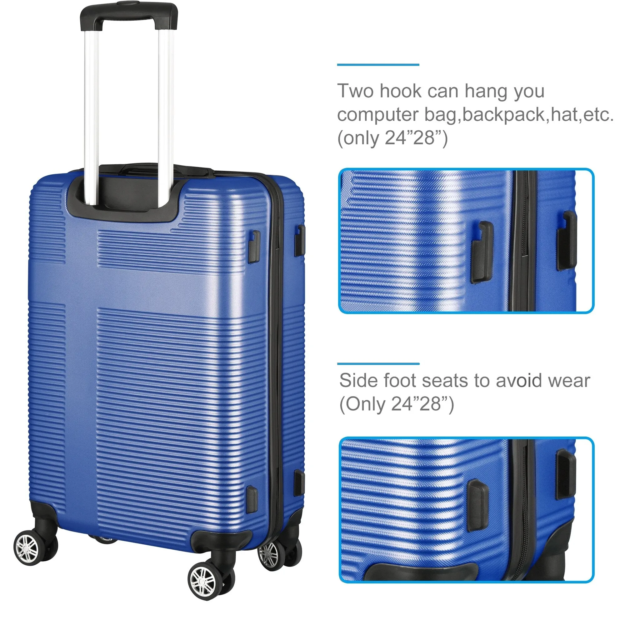 Luggage Sets Expandable ABS Suitcase Double Wheels TSA Lock, 3-Piece