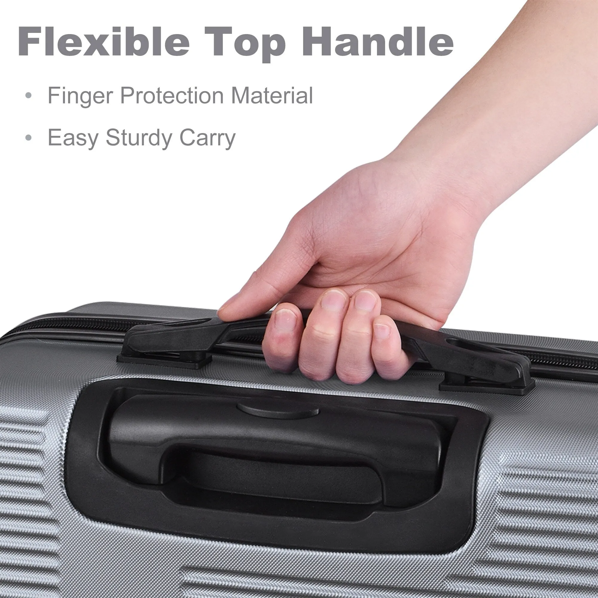 Luggage Sets Expandable ABS Suitcase Double Wheels TSA Lock, 3-Piece