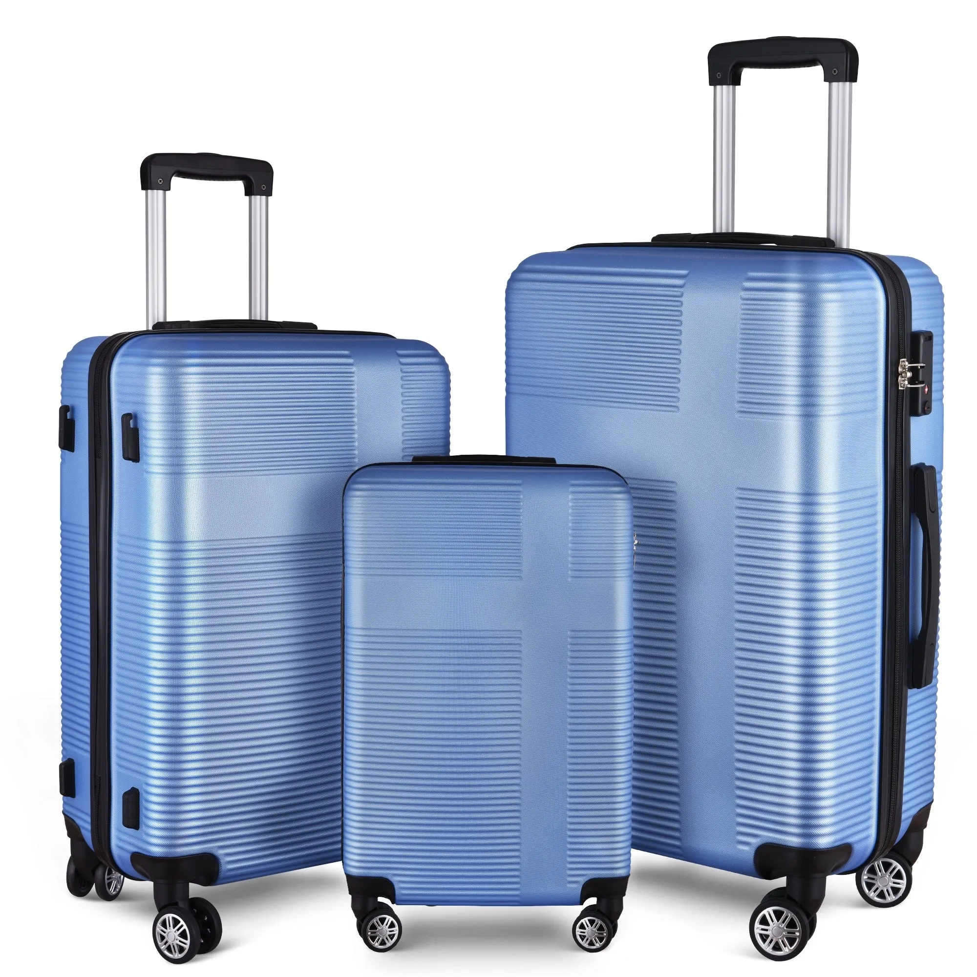 Luggage Sets Expandable ABS Suitcase Double Wheels TSA Lock, 3-Piece