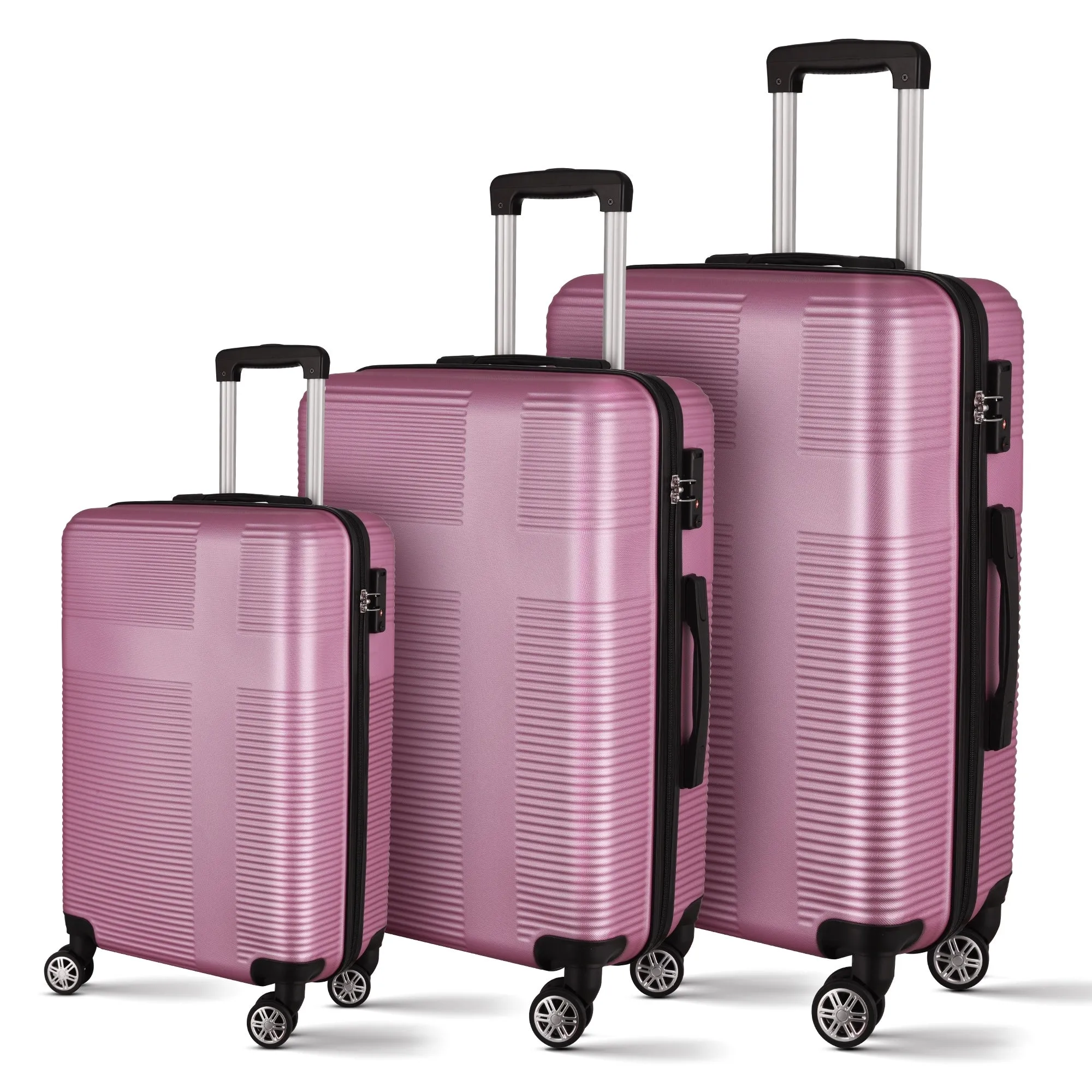 Luggage Sets Expandable ABS Suitcase Double Wheels TSA Lock, 3-Piece