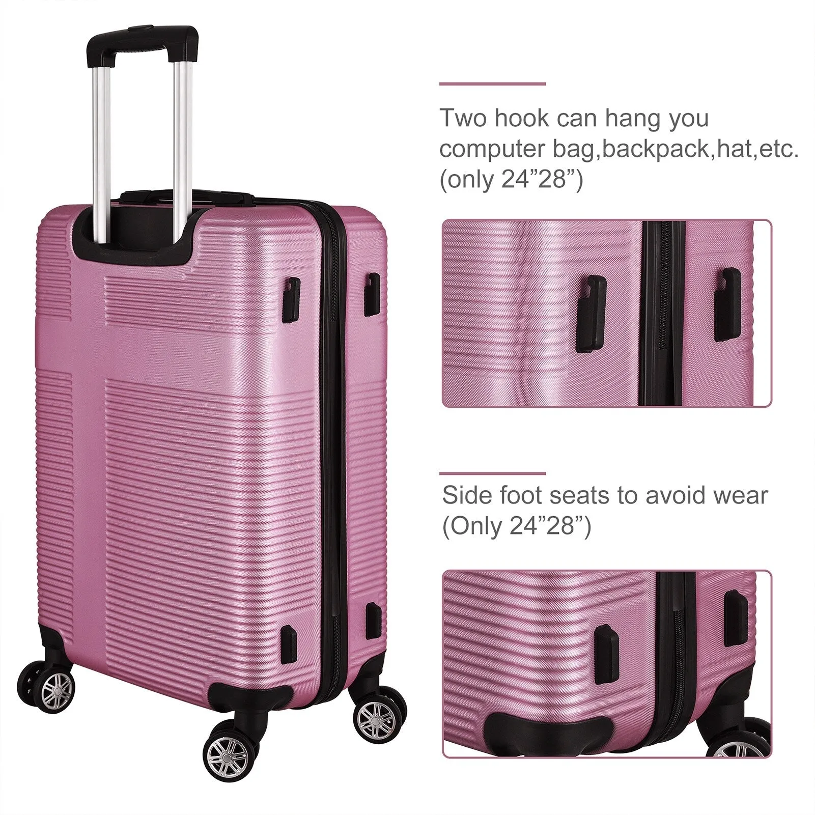 Luggage Sets Expandable ABS Suitcase Double Wheels TSA Lock, 3-Piece