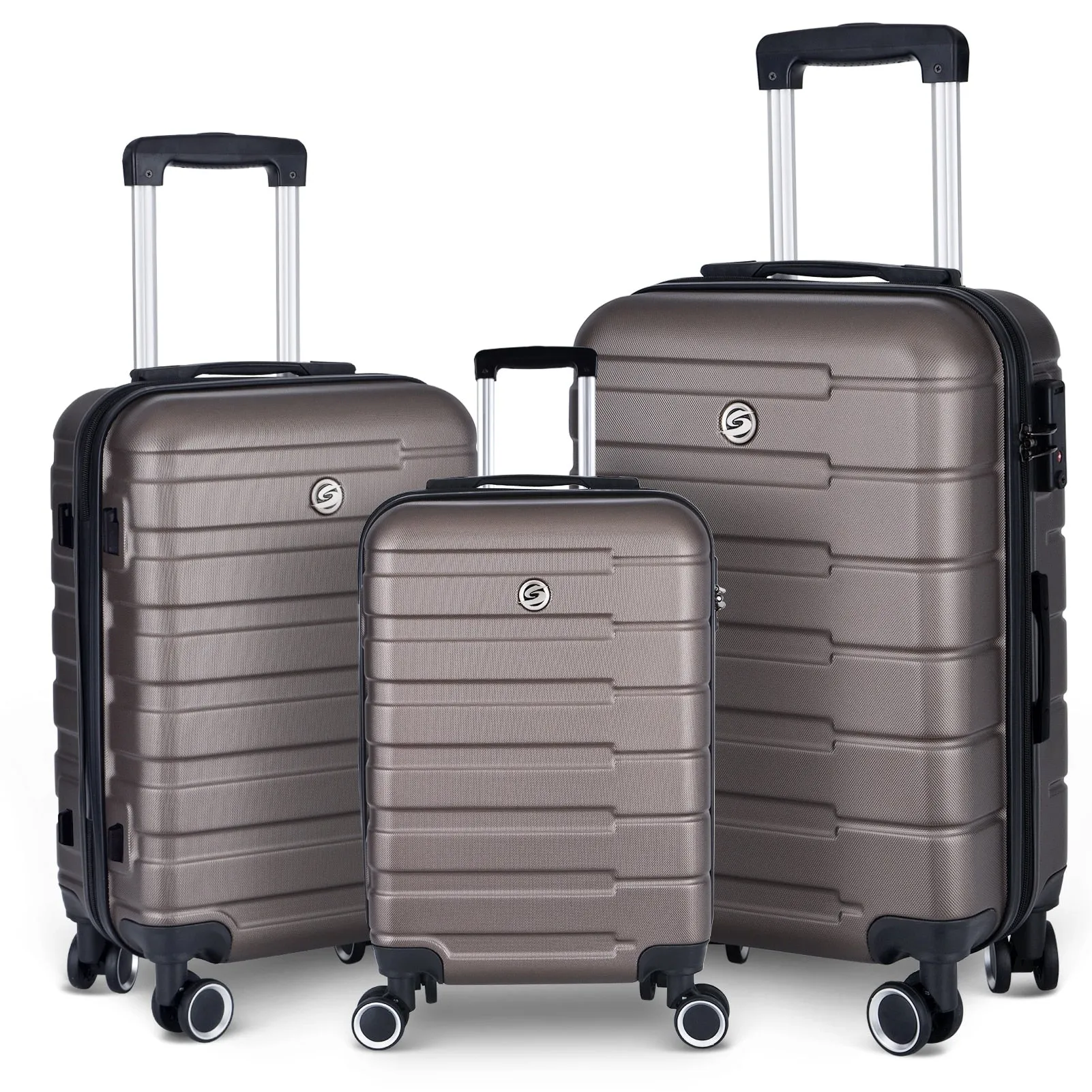 Luggage Suitcase 3 Piece Sets Hardside Carry-on luggage with Spinner Wheels 20"/24"/28"