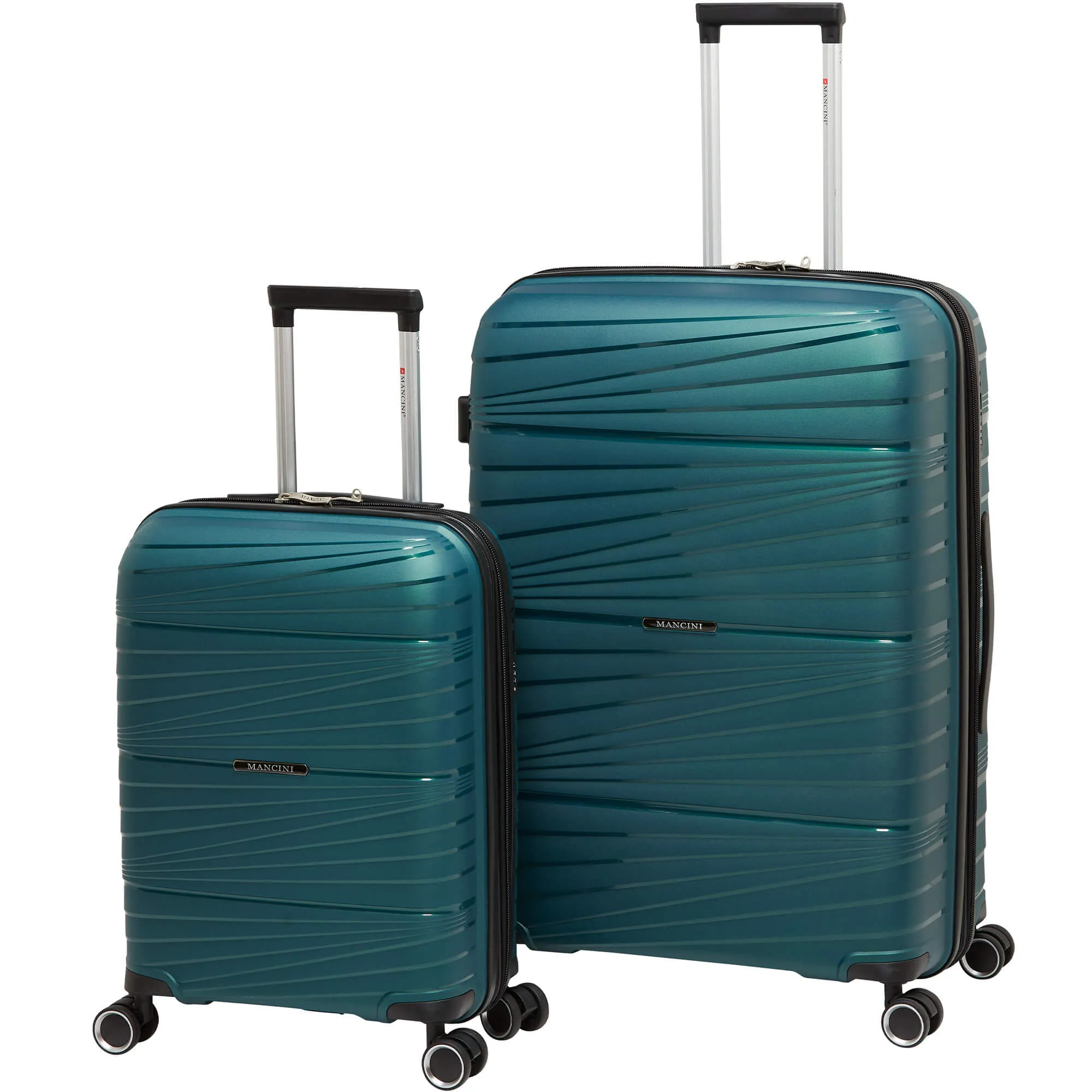 Mancini Bermuda Collection Expandable Polypropylene Spinner Luggage 2pc Set 20 and 28 inch