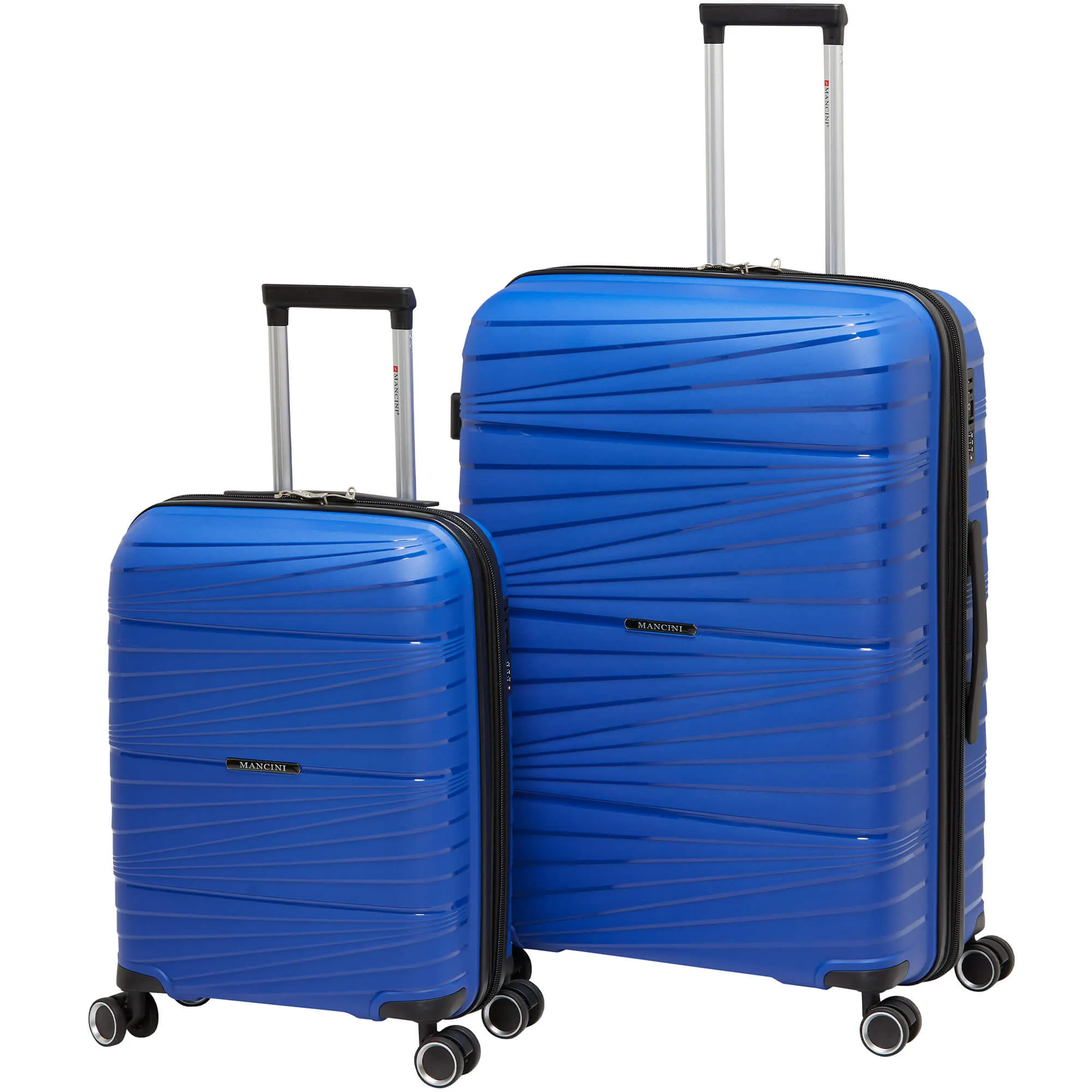 Mancini Bermuda Collection Expandable Polypropylene Spinner Luggage 2pc Set 20 and 28 inch