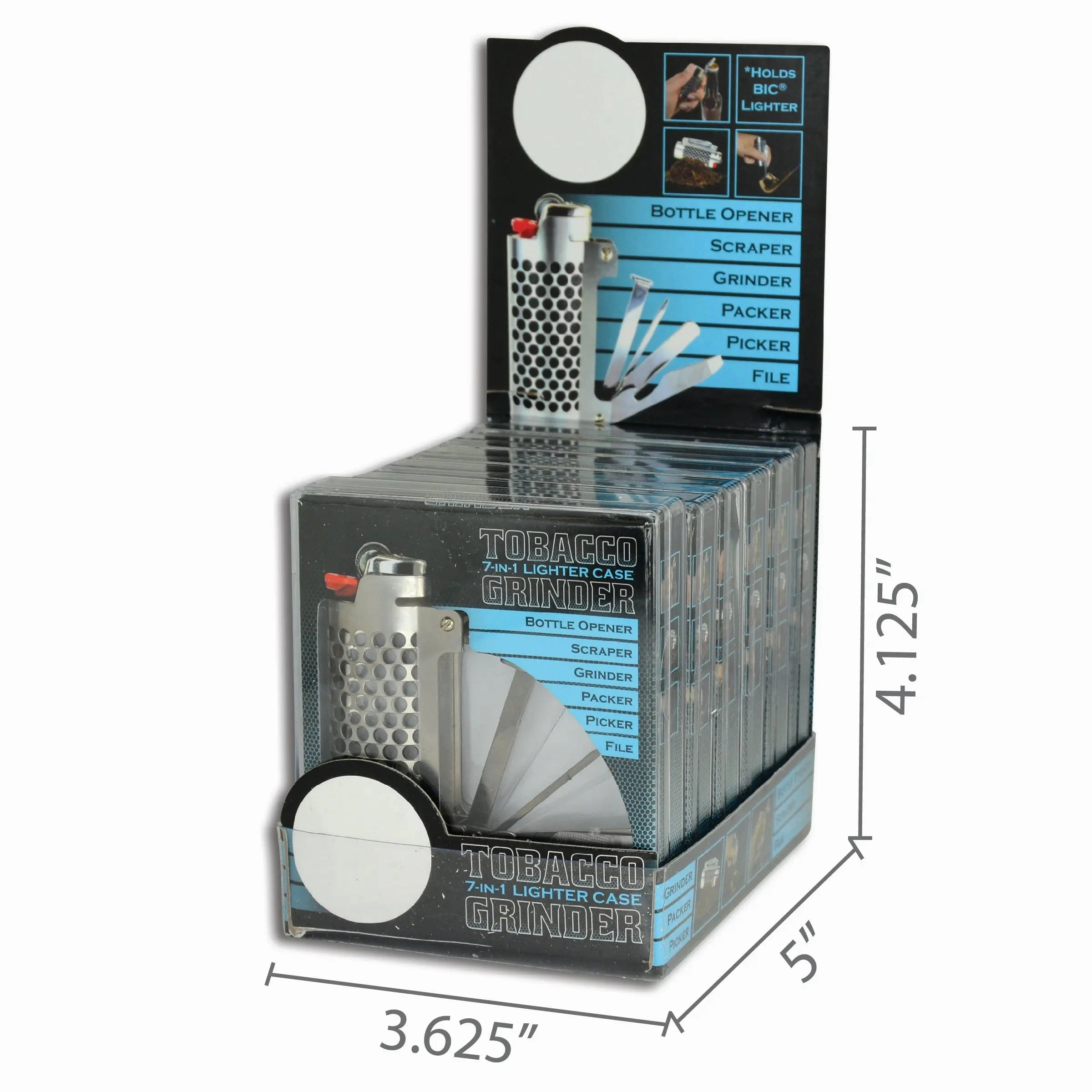 Metal Grinder Lighter Case with Tools - 6 Pieces Per Retail Ready Display 21211