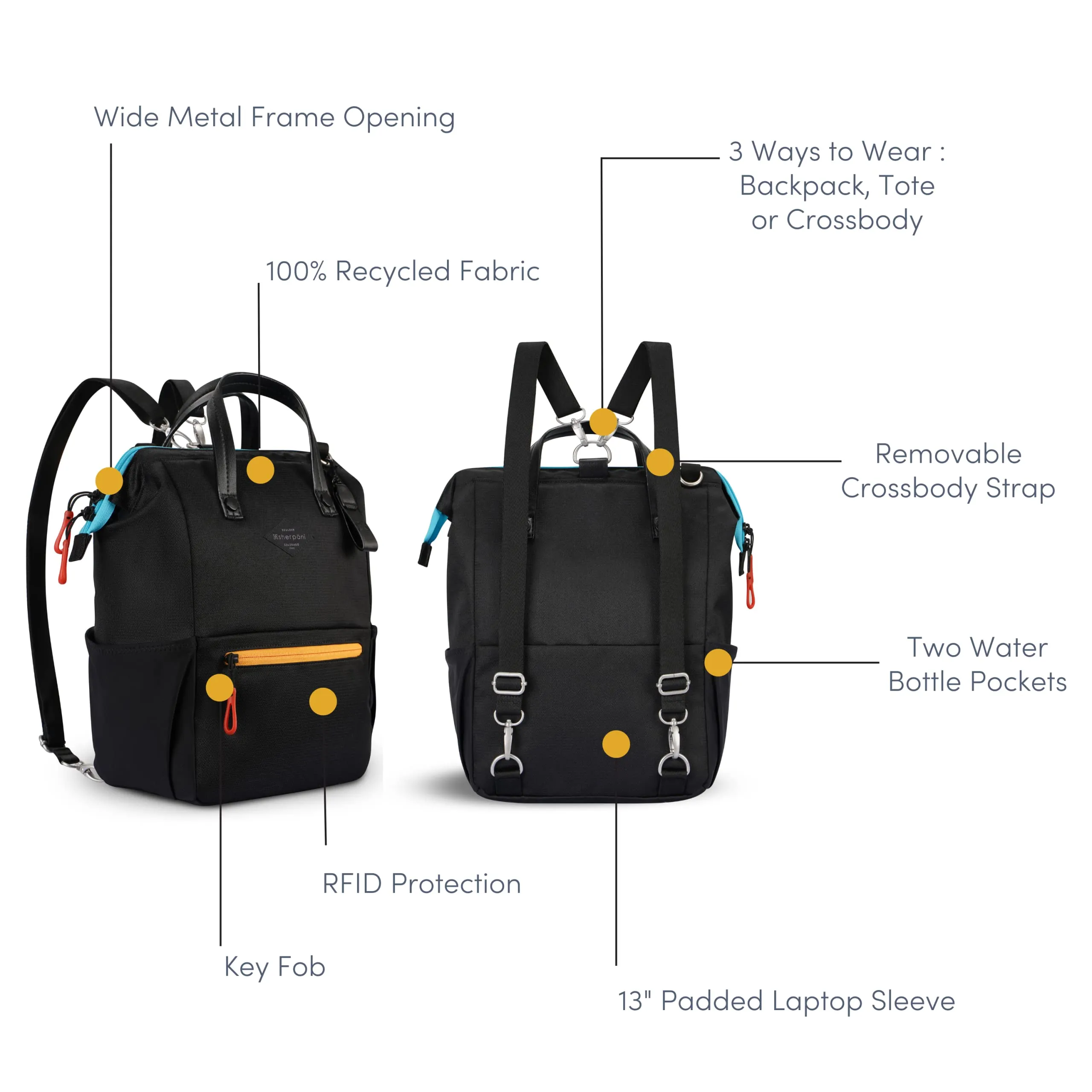 Sherpani Dispatch Convertible Backpack Tote, Fits 13 Inch Laptop