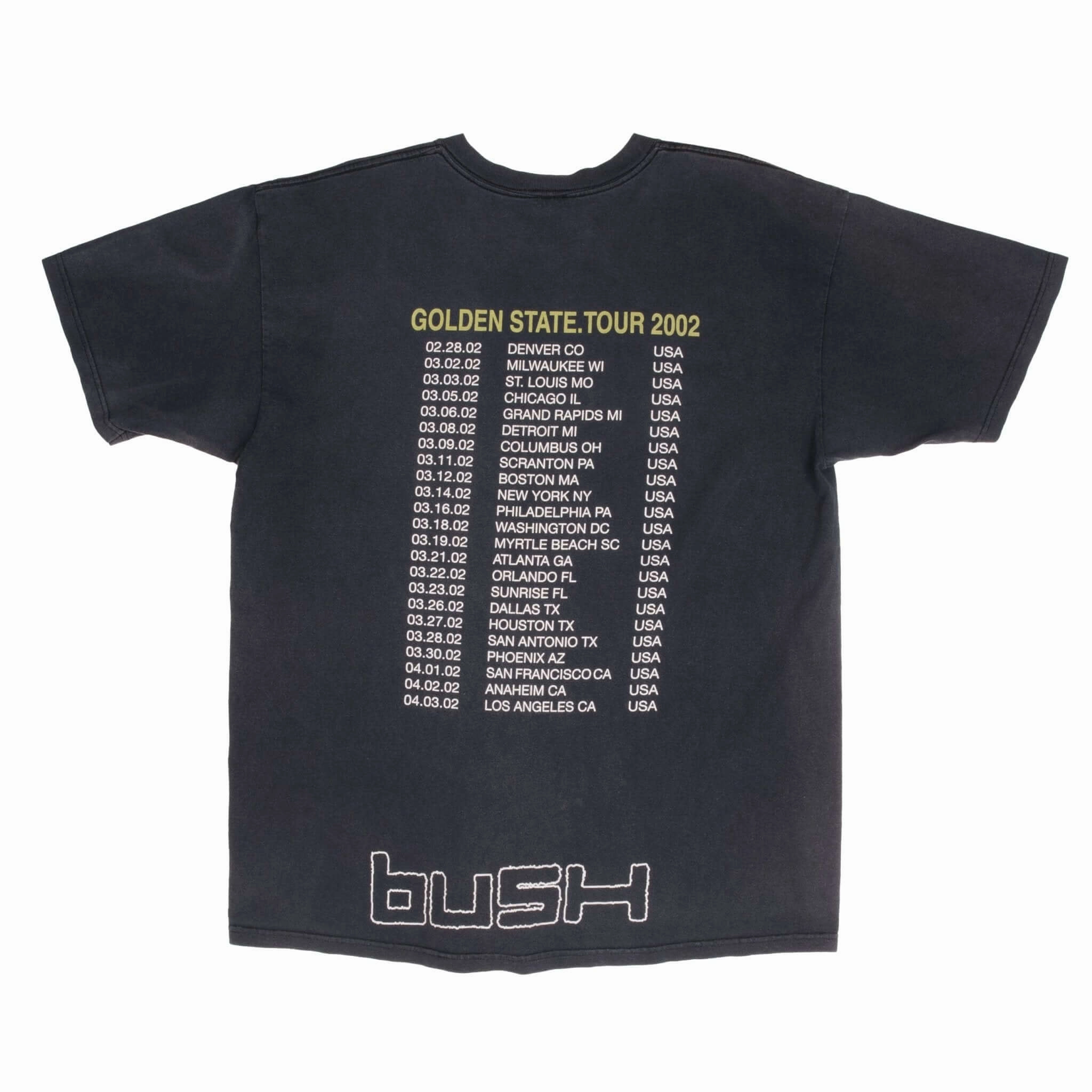 VINTAGE BUSH GOLDEN STATE TOUR 2002 TEE SHIRT XL MADE IN USA